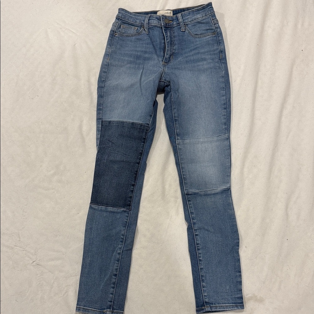 Universal Thread Women's Blue Patchwork Skinny Jeans